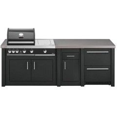 Cucina da Esterno Completa Grafite Alukitchen Maxim Plus con Frigo Grandpro