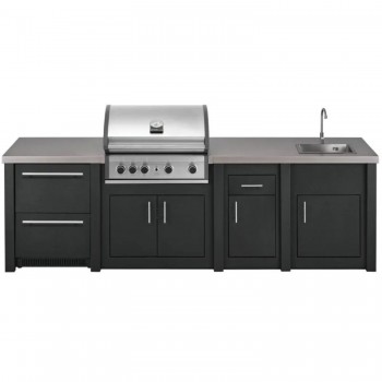 Cucina da Esterno Completa Grafite Alukitchen Pro Elite con Frigo e Lavello Grandpro