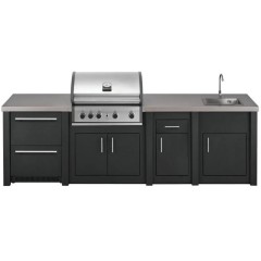 Cucina da Esterno Completa Grafite Alukitchen Pro Elite con Frigo e Lavello Grandpro