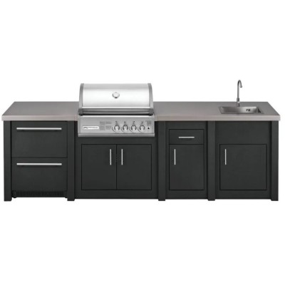 Cucina da Esterno Completa Grafite Alukitchen Crossray con Frigo e Lavello