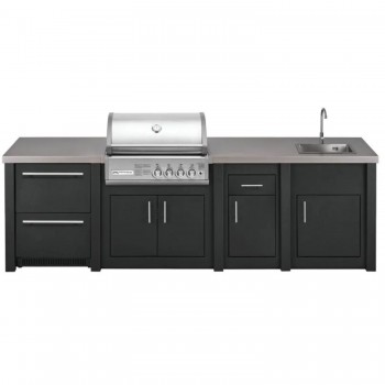 Cucina da Esterno Completa Grafite Alukitchen Crossray con Frigo e Lavello
