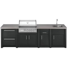 Cucina da Esterno Completa Grafite Alukitchen Crossray con Frigo e Lavello