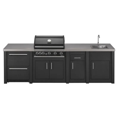 Cucina da Esterno Completa Grafite Alukitchen Maxim con Frigo e Lavello