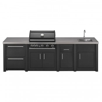 Cucina da Esterno Completa Grafite Alukitchen Maxim con Frigo e Lavello