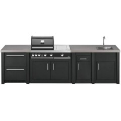Cucina da Esterno Completa Grafite Alukitchen Maxim Plus con Frigo e Lavello Grandpro