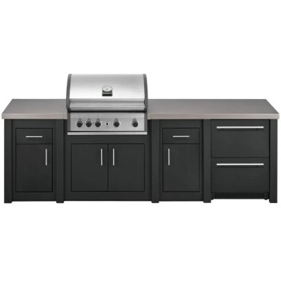 Cucina da Esterno Completa Grafite Alukitchen Pro Elite con Frigo e Piani