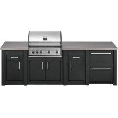 Cucina da Esterno Completa Grafite Alukitchen Pro Elite con Frigo e Piani