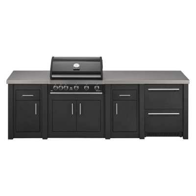Cucina da Esterno Completa Grafite Alukitchen Maxim con Frigo e Piani