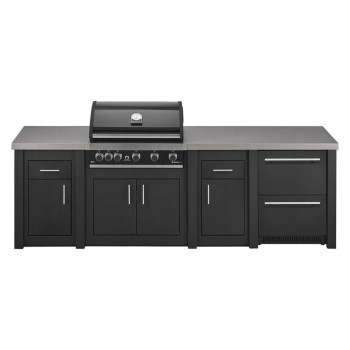 Cucina da Esterno Completa Grafite Alukitchen Maxim con Frigo e Piani