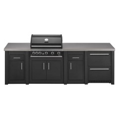 Cucina da Esterno Completa Grafite Alukitchen Maxim con Frigo e Piani