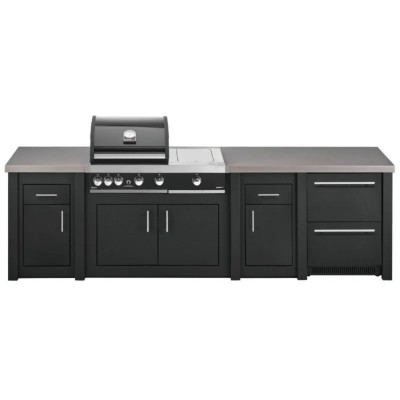 Cucina da Esterno Completa Grafite Alukitchen Maxim Plus con Frigo e Piani