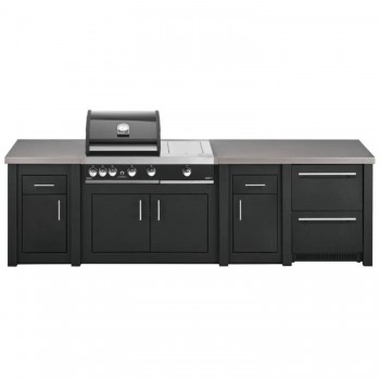 Cucina da Esterno Completa Grafite Alukitchen Maxim Plus con Frigo e Piani