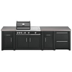 Cucina da Esterno Completa Grafite Alukitchen Maxim Plus con Frigo e Piani