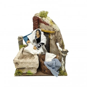 Lavandaia Pastore per Presepe in Movimento 17x17 cm