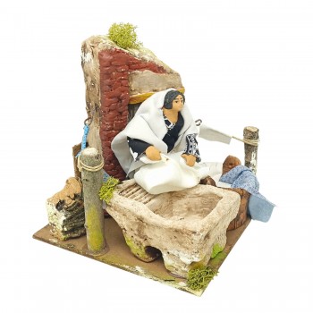 Lavandaia Pastore per Presepe in Movimento 17x17 cm