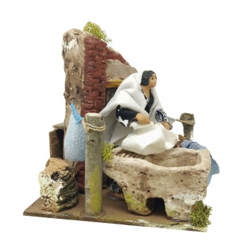 Lavandaia Pastore per Presepe in Movimento 17x17 cm