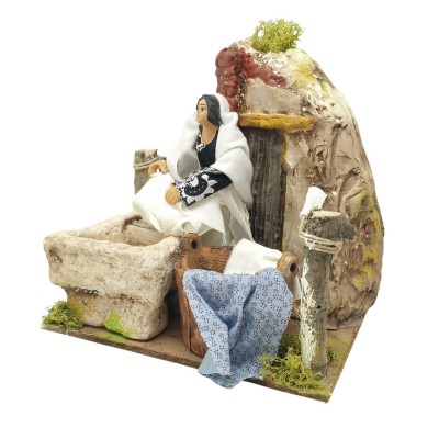 Lavandaia Pastore per Presepe in Movimento 17x17 cm
