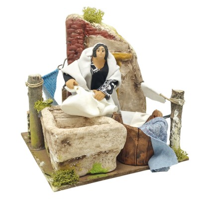 Lavandaia Pastore per Presepe in Movimento 17x17 cm