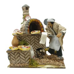 Il Pizzaiolo Pastore per Presepe in Movimento con Lampada Fuoco 17x17 cm