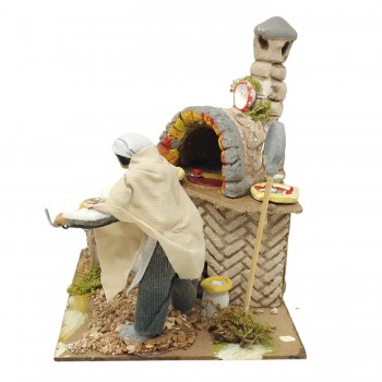 Il Pizzaiolo Pastore per Presepe in Movimento con Lampada Fuoco 17x17 cm