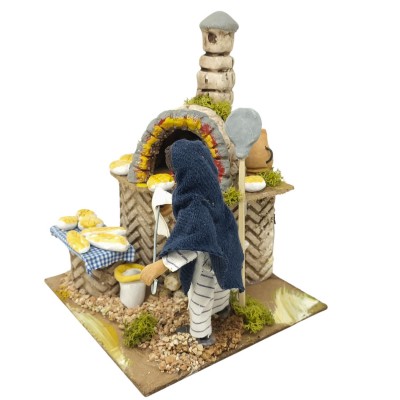 La Fornaia Pastore per Presepe in Movimento con Lampada Fuoco 17x17 cm