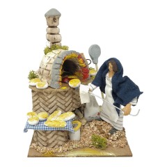 La Fornaia Pastore per Presepe in Movimento con Lampada Fuoco 17x17 cm