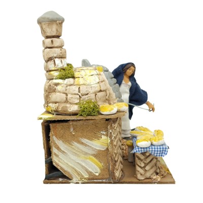 La Fornaia Pastore per Presepe in Movimento con Lampada Fuoco 17x17 cm
