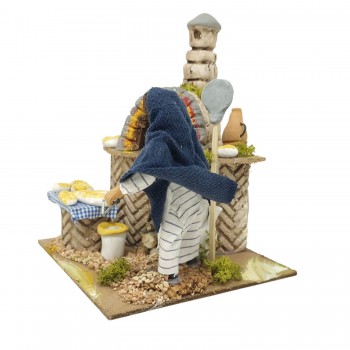 La Fornaia Pastore per Presepe in Movimento con Lampada Fuoco 17x17 cm