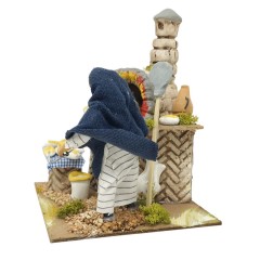 La Fornaia Pastore per Presepe in Movimento con Lampada Fuoco 17x17 cm
