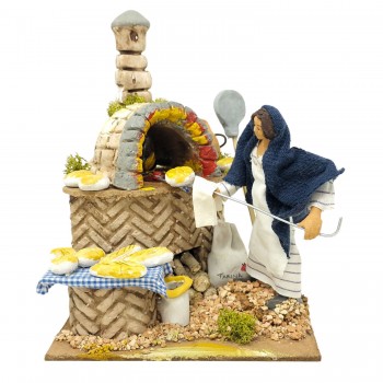 La Fornaia Pastore per Presepe in Movimento con Lampada Fuoco 17x17 cm
