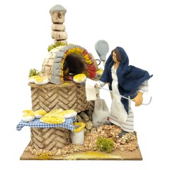 La Fornaia Pastore per Presepe in Movimento con Lampada Fuoco 17x17 cm