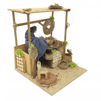 Il Cestaio Pastore per Presepe in Movimento 17x17 cm