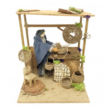 Il Cestaio Pastore per Presepe in Movimento 17x17 cm