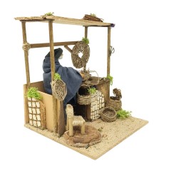 Il Cestaio Pastore per Presepe in Movimento 17x17 cm