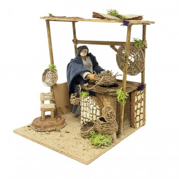 Il Cestaio Pastore per Presepe in Movimento 17x17 cm