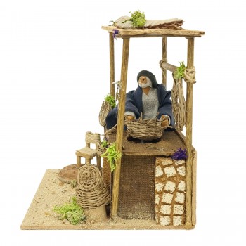 Il Cestaio Pastore per Presepe in Movimento 17x17 cm