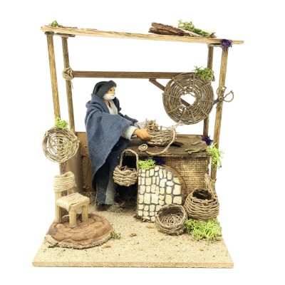 Il Cestaio Pastore per Presepe in Movimento 17x17 cm