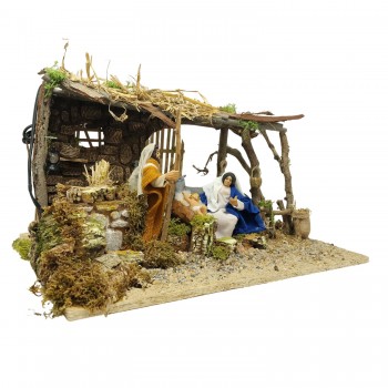 Natività con Grotta per Presepe in Movimento 50x30 cm