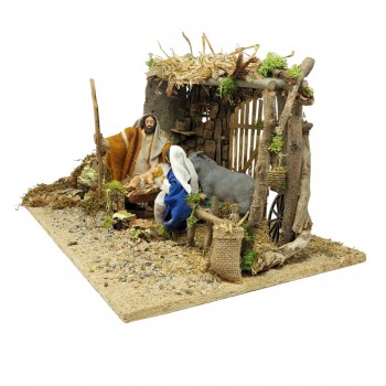 Natività con Grotta per Presepe in Movimento 50x30 cm