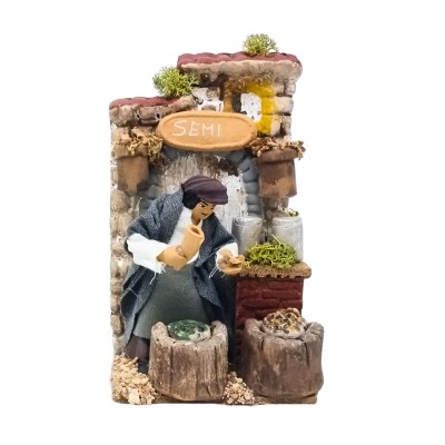 Il Venditore di Semi Pastore per Presepe in Movimento 14x9 cm