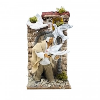 Allevatore di Uccelli Pastore per Presepe in Movimento 14x9 cm