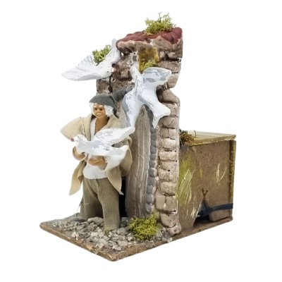 Allevatore di Uccelli Pastore per Presepe in Movimento 14x9 cm