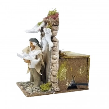 Allevatore di Uccelli Pastore per Presepe in Movimento 14x9 cm
