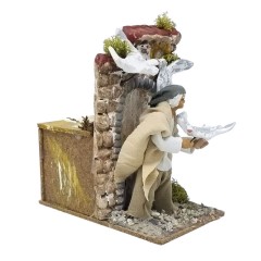Allevatore di Uccelli Pastore per Presepe in Movimento 14x9 cm