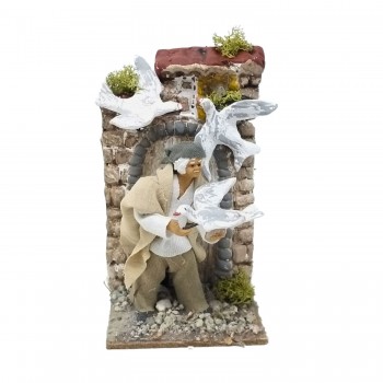 Allevatore di Uccelli Pastore per Presepe in Movimento 14x9 cm
