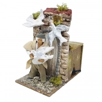 Allevatore di Uccelli Pastore per Presepe in Movimento 14x9 cm