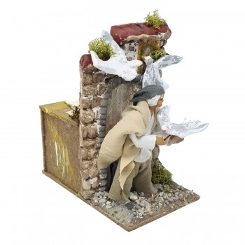 Allevatore di Uccelli Pastore per Presepe in Movimento 14x9 cm