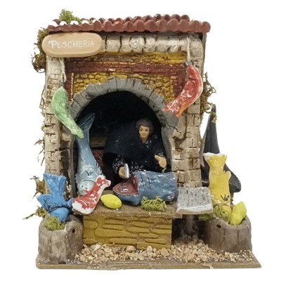 Il Pescivendolo Pastore per Presepe in Movimento 17x17 cm