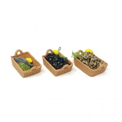 Set 3 Cassette di Pesce Miniature per Presepe