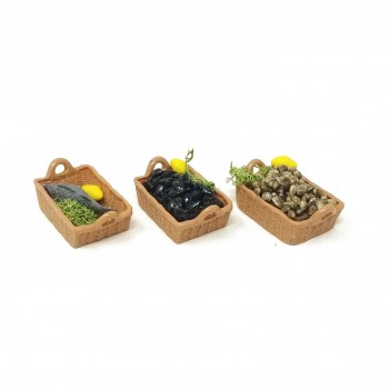 Set 3 Cassette di Pesce Miniature per Presepe